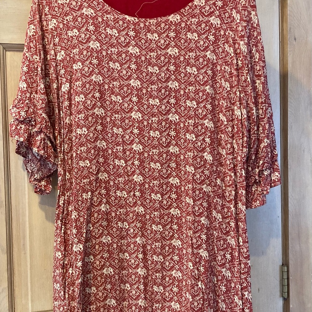 Red and White Patterned Dress